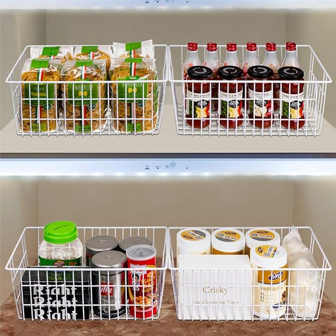 SANNO Freezer Baskets Pantry Storage Bins, Farmhouse Wire Storage Baskets - Image 2