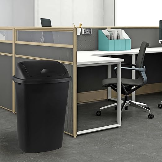 4-Pack 13 Gallon Plastic Swing Top Trash Can, Lidded Wastebasket Garbage Can - Image 6