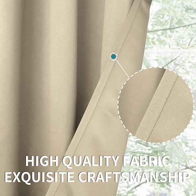 BGment Beige Blackout Curtains for Bedroom Kitchen 45 Inches Long - Image 5