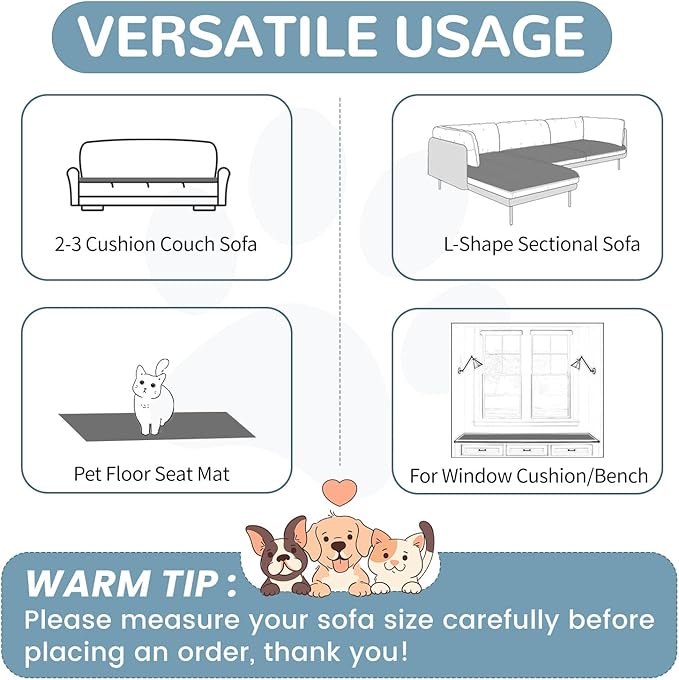 OTOB Sofa Covers for 3 Cushion Couch Washable, Fuzzy Non Slip Pet Friendly - Image 6