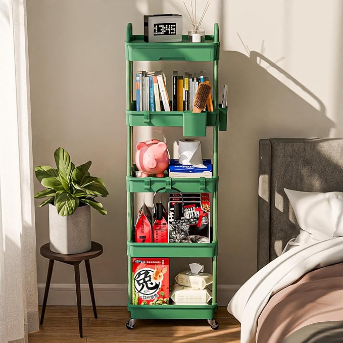 5 Tier Rolling Cart Organizer, Bathroom Cart Organizers - Image 2