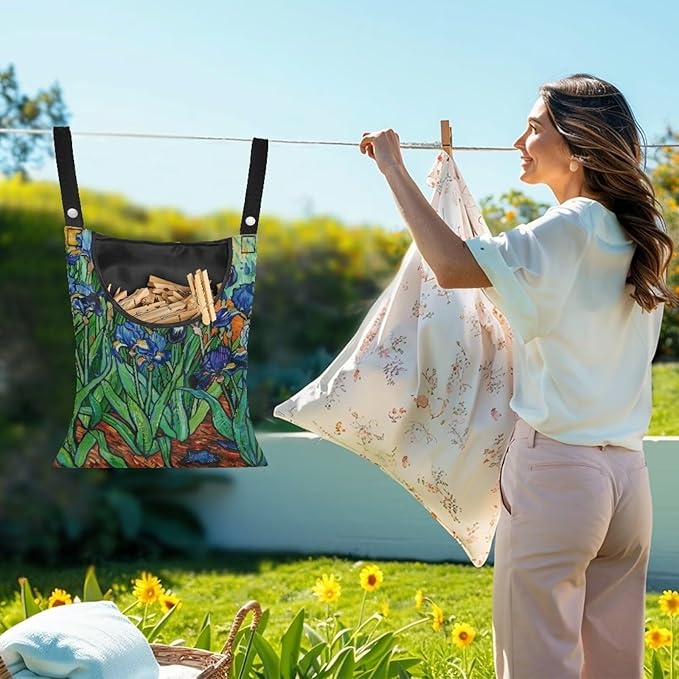 Floral Print Clothespin Organizer Bag Fashion Clothespin Storage Organizer - Image 2