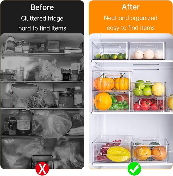 6 Pack Refrigerator Organizer Bins, 3 Sizes Clear Pantry Storage - Image 6