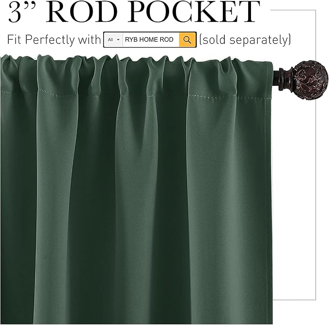 RYB HOME Living Room Curtains 63 inch Length 2 Panels Set, Thermal Insulated - Image 4