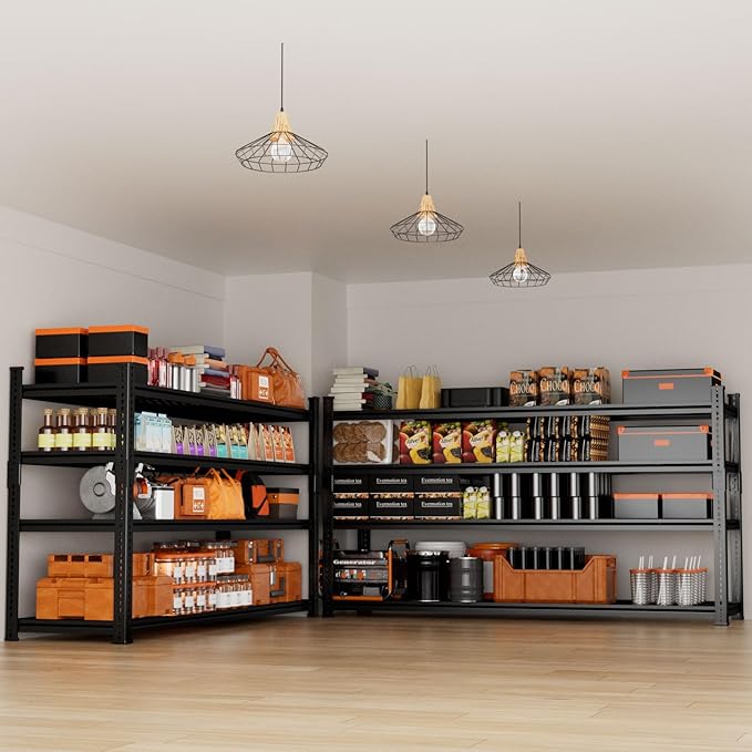 Storage Shelves Heavy Duty 2 PCS, 4-tier Adjustable Metal Industrial Utility - Image 6
