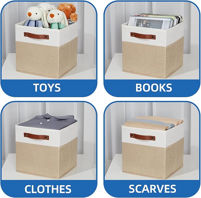 Temary Fabric Storage Cubes Bins, 11 inch Cube Storage Baskets, Foldable Cube - Image 4