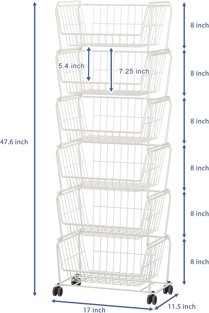 PUSDON Stackable Metal Storage Carts, Dual Use Shelf - Image 7