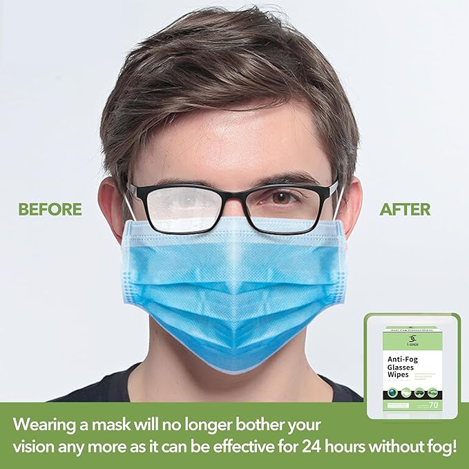 70 Count Anti Fog Lens Wipes for Eyeglasses, Pre-Moistened Individual Wrapped - Image 2