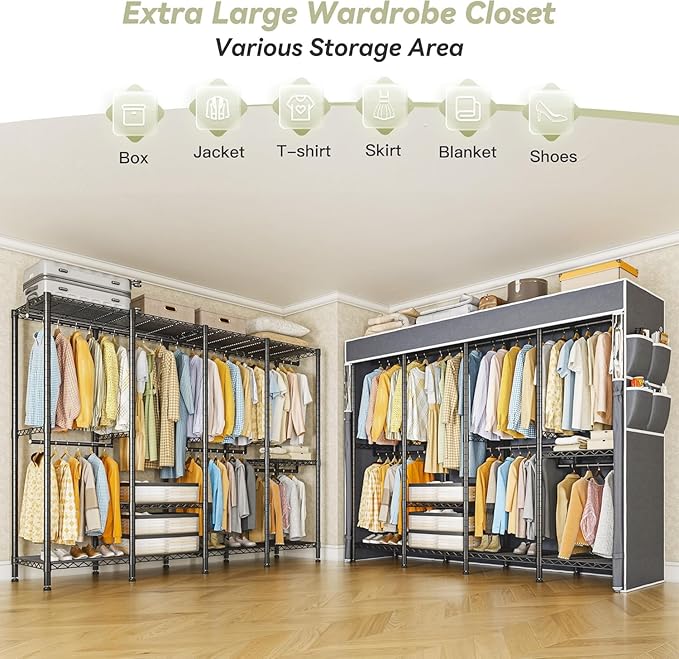 Raybee Clothes Rack with Cover, 1150LBS Heavy Duty Clothing Rack - Image 4