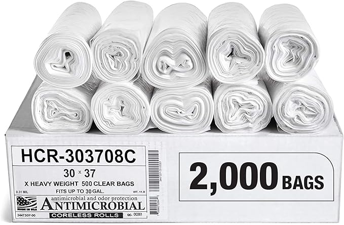 Aluf Plastics High Density Trash Bags, 30 Gallon, 8 Micron, by AlufPlastics