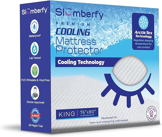 Slumberfy King Size Waterproof Cooling Mattress Protector, Hypoallergenic by Slumberfy