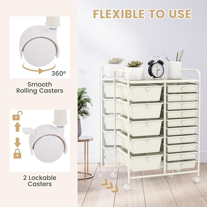 GOFLAME 15-Drawer Rolling Storage Cart, Utility Cart - Image 5