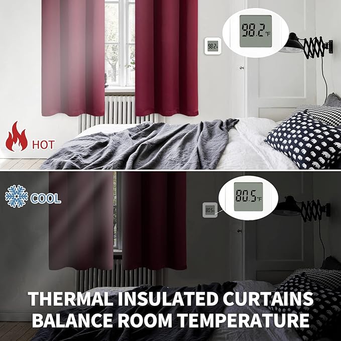 BGment Burgundy Blackout Curtains - Image 4