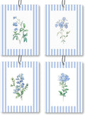 Rustic Blue Floral Car Air Freshener 4 Pcs, Preppy Blue Striped Flower Hanging by Unknown