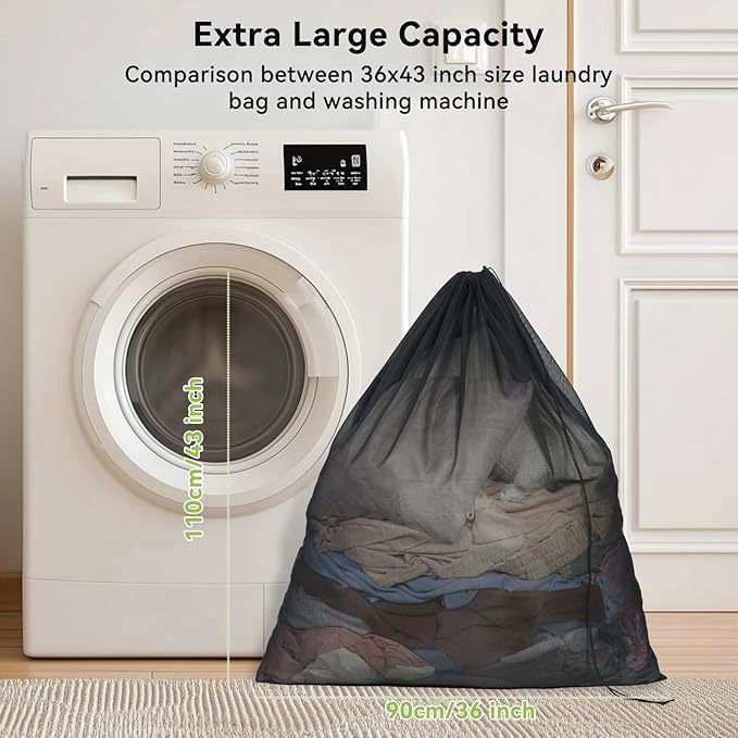 OTraki 2pcs Ex Large Mesh Laundry Bags 36x43 Inch Fine Mesh Washing Bag - Image 7