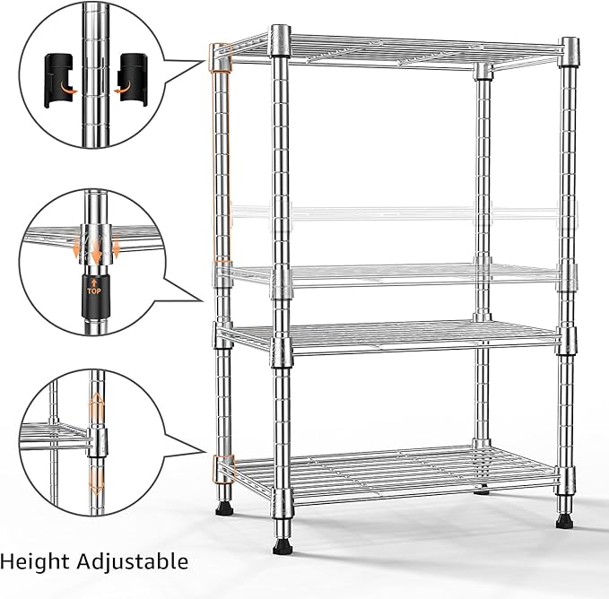 450 lbs Wire Storage Shelving 3-Tier Utility Shelving Unit Steel Organizer Wire - Image 5