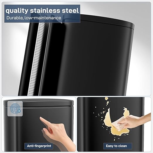 Arlopu13.2 Gallon Step Trash Can, Stainless Steel Garbage Bin, Soft-Close - Image 6