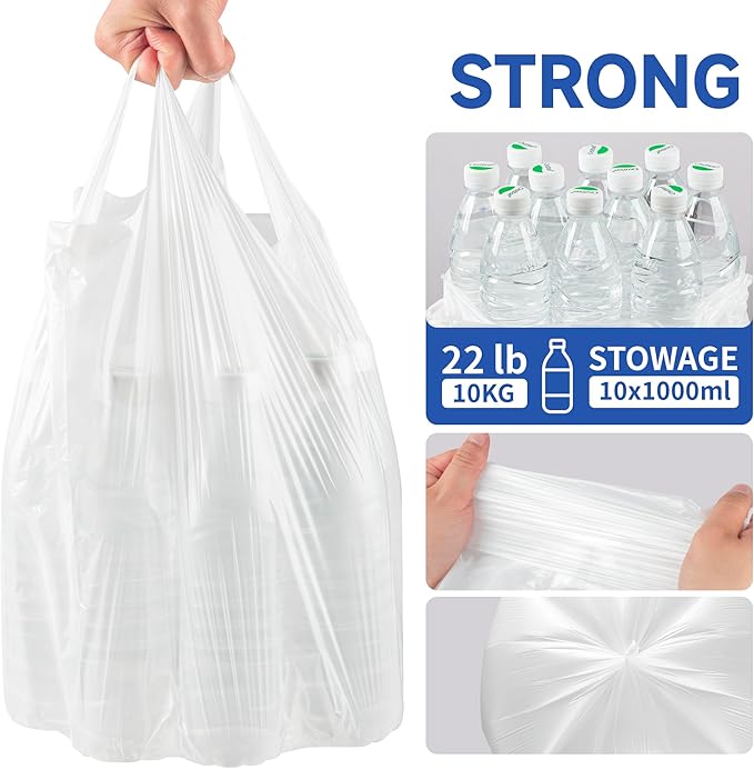 Small Trash Bags with Handles 1.2 Gallon 50 Count White - Image 4