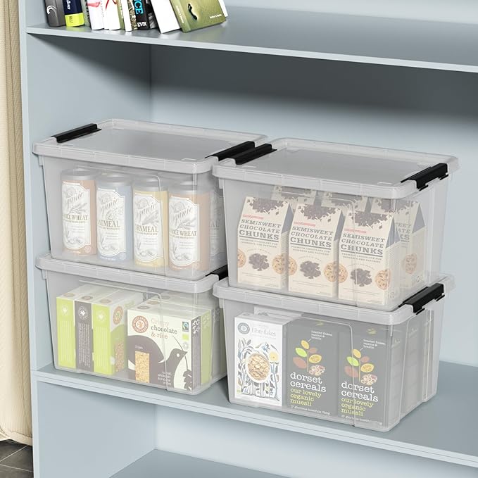 Set of 4 Plastic Latch Storage Bins - Image 6