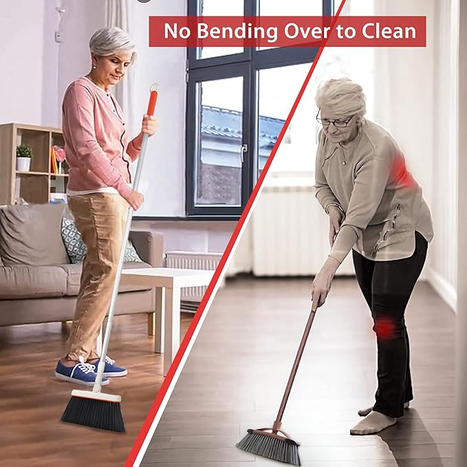 JEHONN Broom and Dustpan Set for Home, Long Handle Lightweight 180 Degree - Image 2