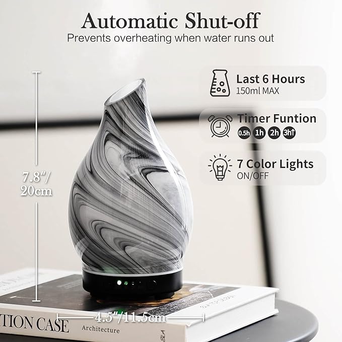 Porseme 150ml Essential Oil Diffuser Glass Color Changing Aroma Air Diffusers - Image 3