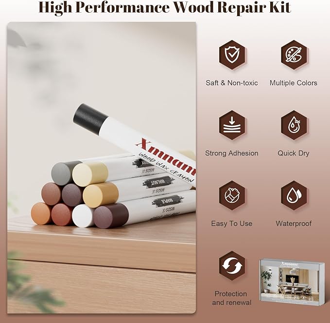 20 Colors Wood Filler Sticks Furniture Markers Touch up, Fill Putty Stick - Image 6
