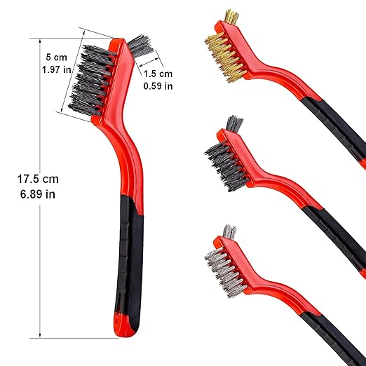 3Pcs Mini Wire Brush Set, Stainless Steel/Brass/Nylon Bristles Wire Brushes - Image 3