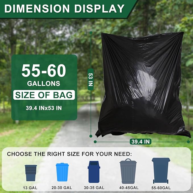 55-60 Gallon Black Trash Bags 120 Count - Image 2