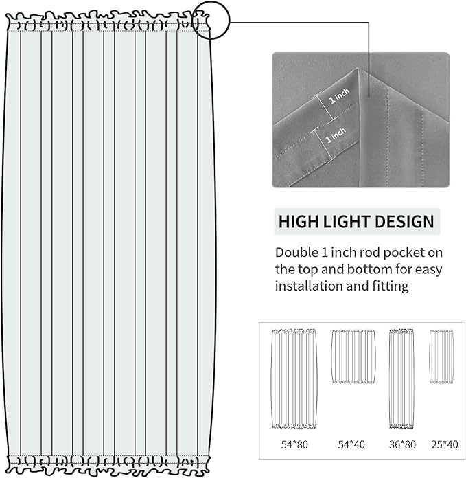 DWCN French Door Curtains – Rod Pocket Thermal Blackout Curtain - Image 3