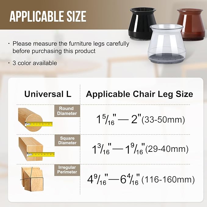 BUMACO 20Pcs Chair Leg Floor Protectors Chair Leg Protectors - Image 2