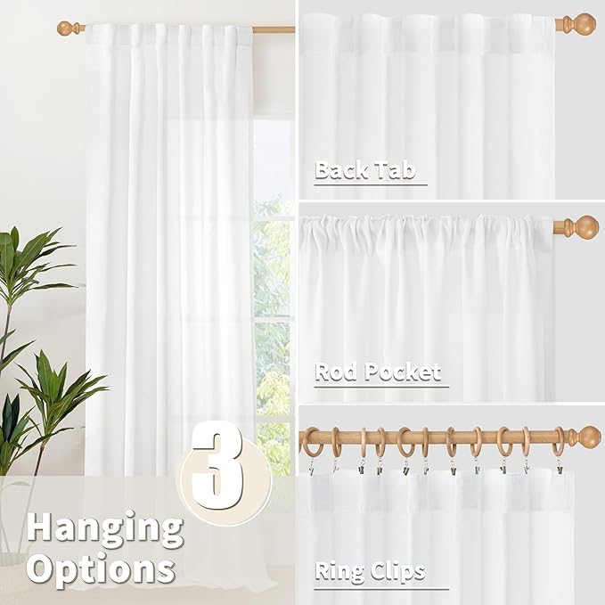 YoungsTex White Linen Curtains 78 Inch Length - Image 6