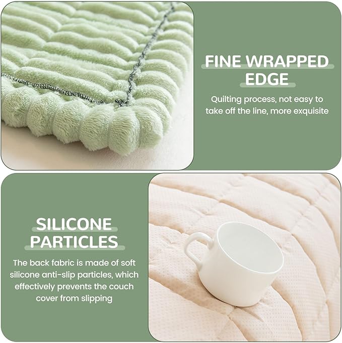 OTOB Couch Cover for Dogs Washable, Non Slip Plush Sofa Covers for 3 Cushion - Image 4