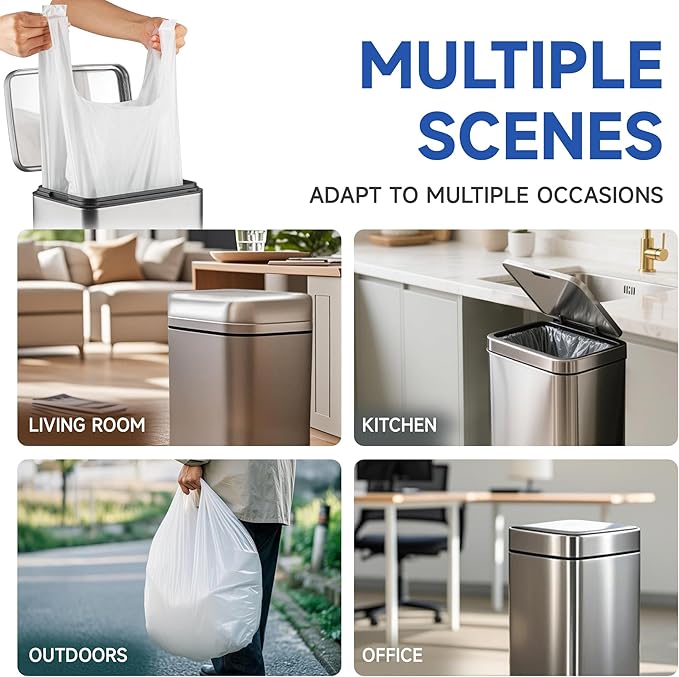Small Trash Bags with Handles 8 Gallon 40 Count White - Image 7