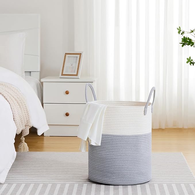 VIPOSCO Large Laundry Hamper, Tall Woven Rope Storage Basket - Image 4