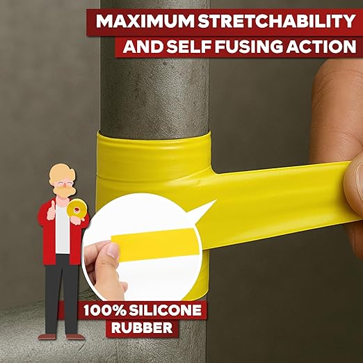 XFasten Self Fusing Silicone Tape Waterproof – 1" x 36 Feet Yellow, Self - Image 6
