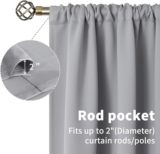 BGment Light Grey Blackout Curtains 40 Inches Length - Image 5