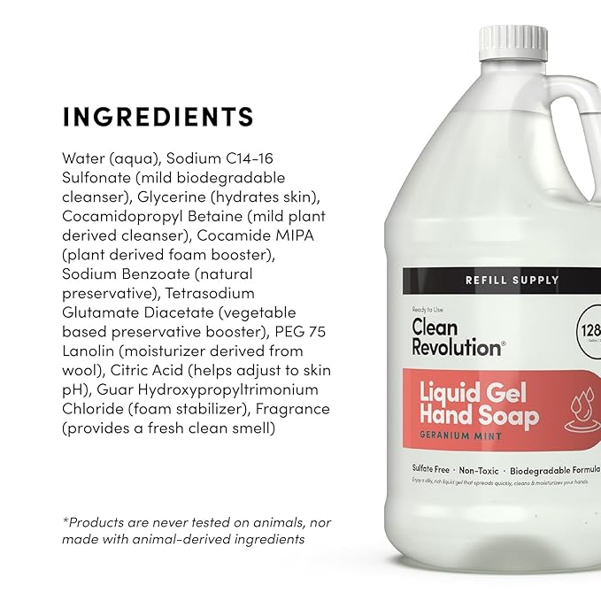Clean Revolution Liquid Gel Hand Soap, Silky Rich Liquid, Quick Lather - Image 10