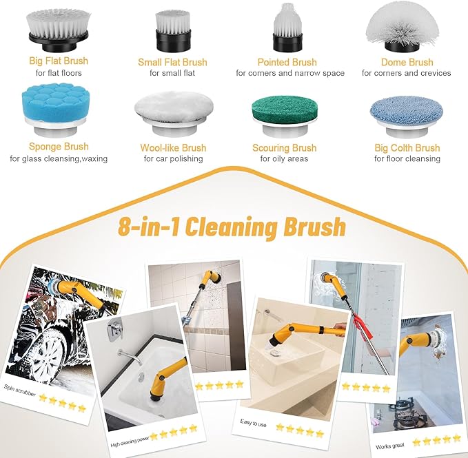 Qimedo Upgrade 1200 RPM Battery Electric Spin Scrubber, Highly Powerful - Image 7
