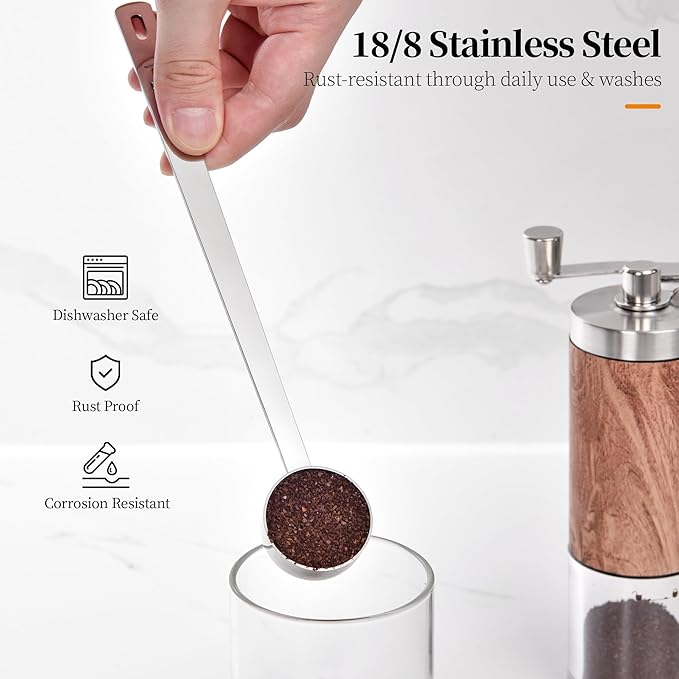 Long Handle Coffee Scoop: 8.3 Inch 18/8 Stainless Steel 1 Tablespoon Metal - Image 3