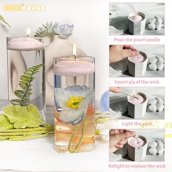 Rose Scented Pink Pearled Candle 18oz Luxury Sand Candle Granulated Wax - Image 6