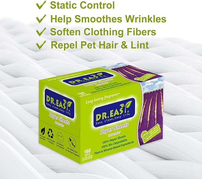 Dr.Easy Dryer Sheets Lavender Plant Based all ingredients - Image 3