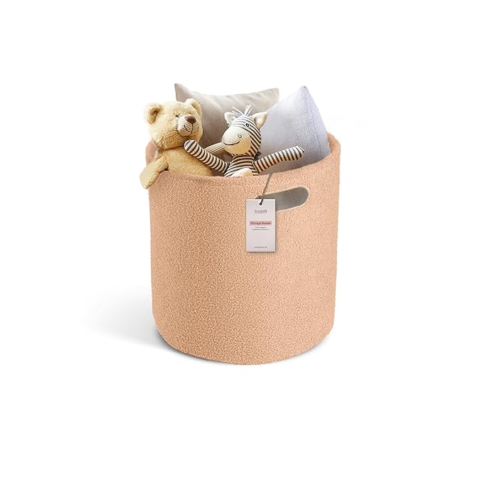 PUTSKA Basket –Round Storage for Clothes – Soft Baby Girl Basket for Nursery by Putska
