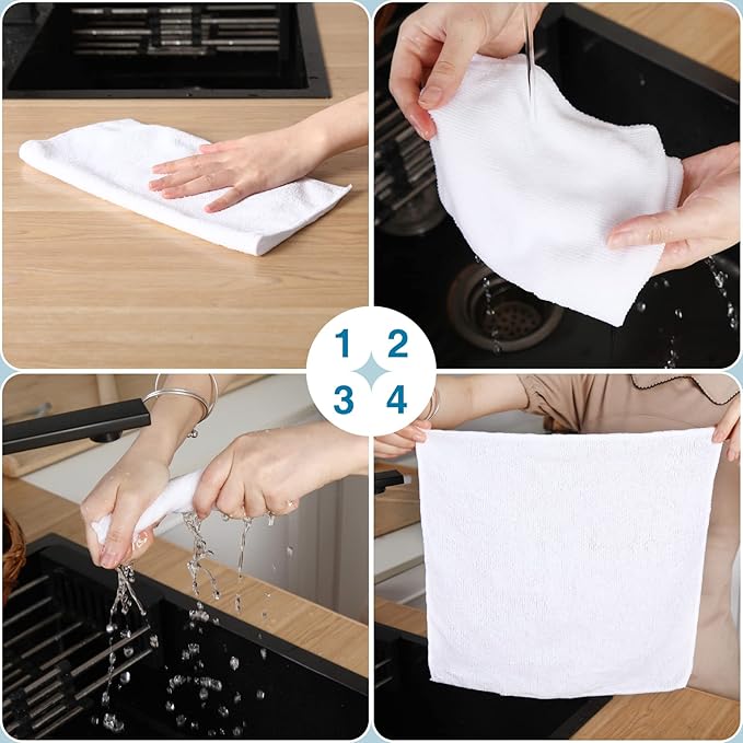 200 Pieces Microfiber Cleaning Cloths Bulk Absorbent Microfiber Towels Reusable - Image 6
