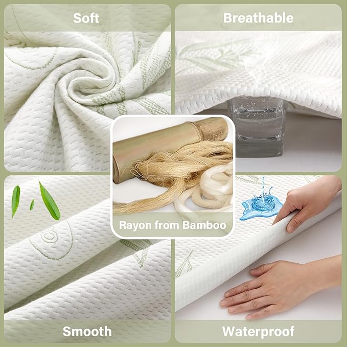 King Mattress Protector Waterproof Mattress Pad Washable Bamboo Rayon Mattress - Image 3