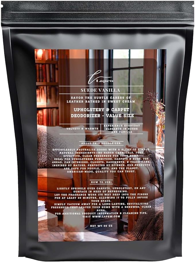 Suede Vanilla Carpet Freshener Powder Refill 36 oz | Powerful Odor Eliminator by Lapew