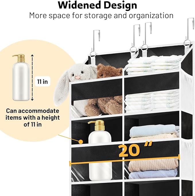 Over the Door Organizer 5 Tiers, Extra Large Behind Door Storage of 10 - Image 3