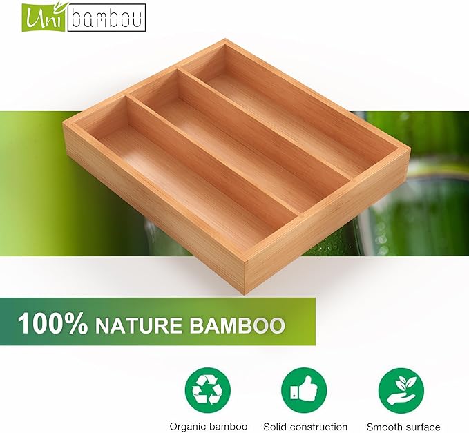 Bamboo Utensil Drawer Organizer, Kitchen Drawer Organizer - Image 6