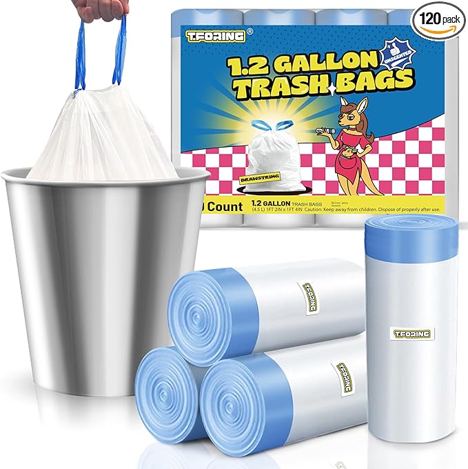1.2 Gallon Mini Trash Bags Drawstring by TFORING%C2%AE