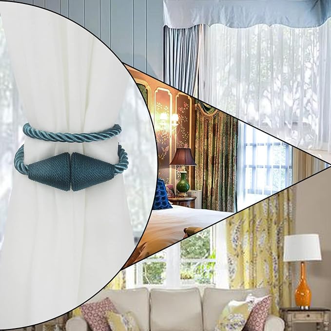 6 Pack Magnetic Curtain Tiebacks Rope Modern Handmade Curtain Tie Backs - Image 6
