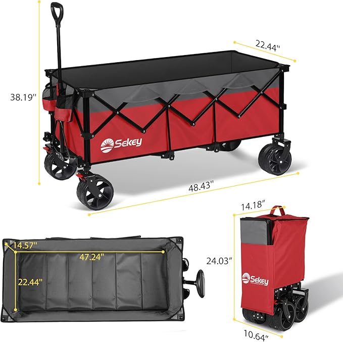 Sekey 48''L Collapsible Foldable Extended Wagon - Image 7